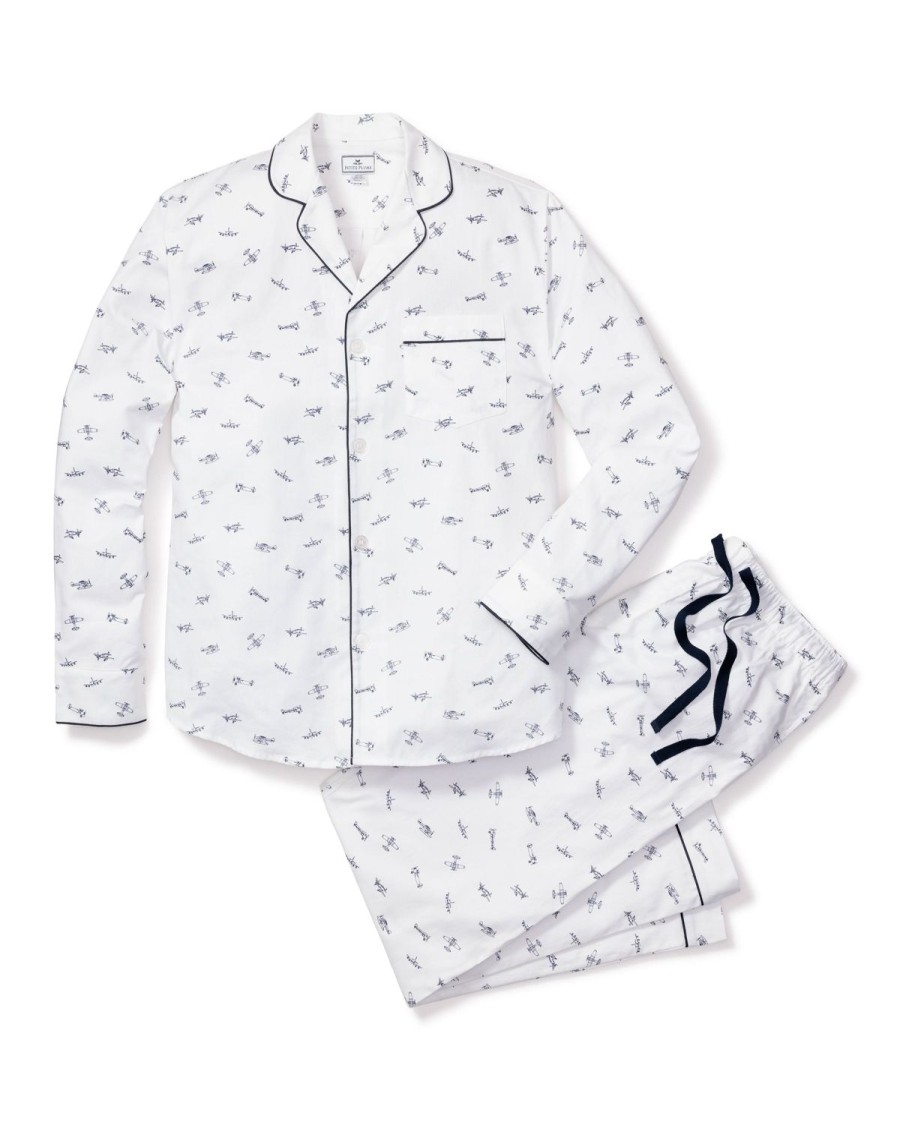 Hommes Petite Plume | Ensemble Pyjama En Serge Pour Hommes A Par Avion