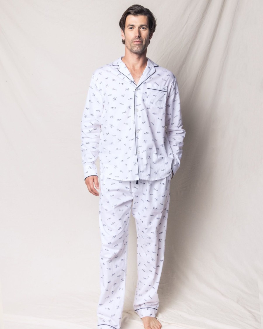 Hommes Petite Plume | Ensemble Pyjama En Serge Pour Hommes A Par Avion