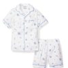 Enfants Petite Plume Pyjamas | Ensemble Pyjama Court En Serge Pour Enfant En Coquillages Du Suffolk