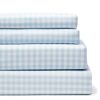 Maison Petite Plume Feuilles | Draps De Lit Luxe Premium 100 % Coton A Carreaux Vichy Bleu Clair