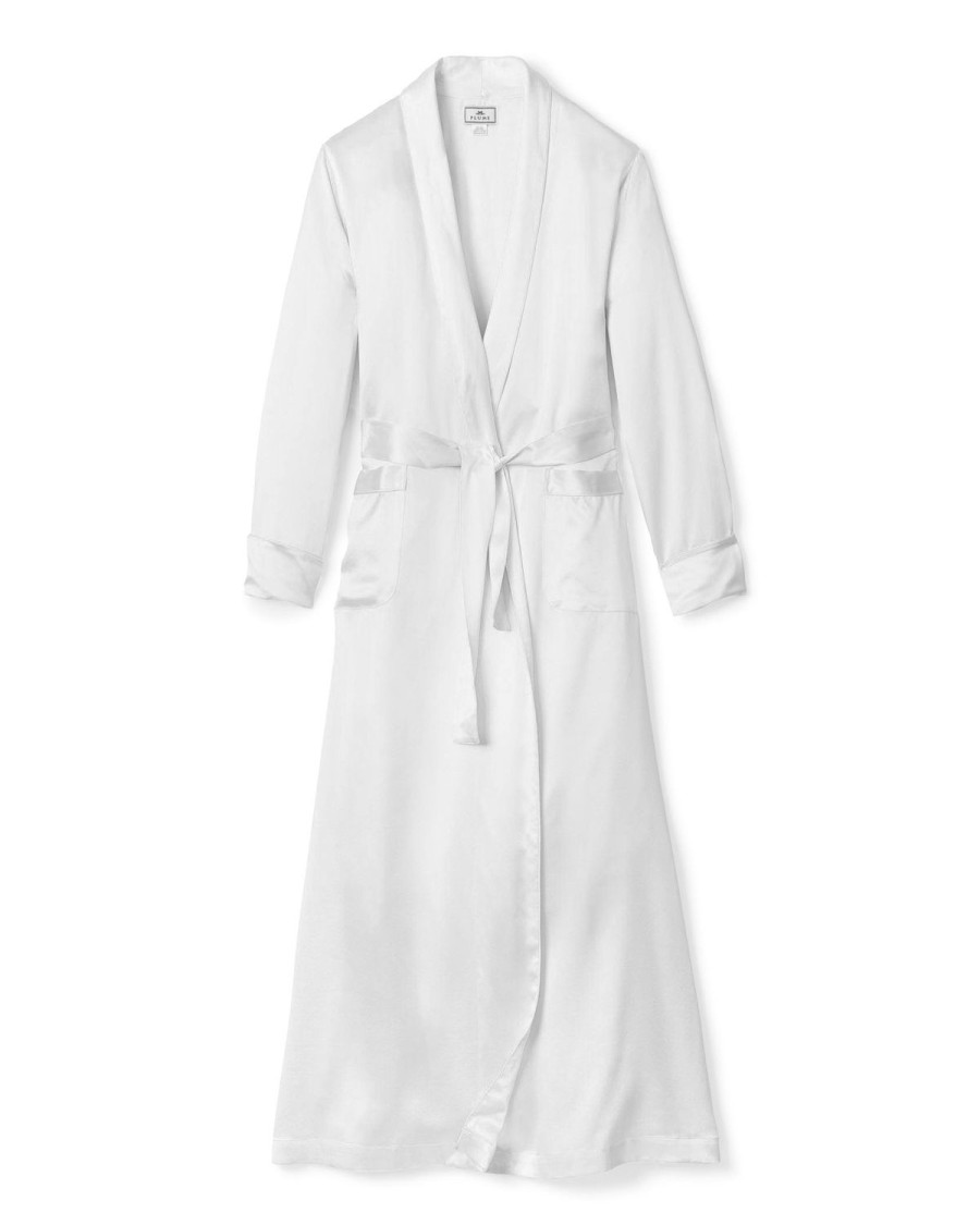 Femmes Petite Plume | Robe Longue En Soie Pour Femmes En Blanc