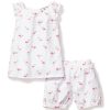 Enfants Petite Plume Pyjamas | Ensemble Court Amelie En Serge Pour Fille En Flamants Roses