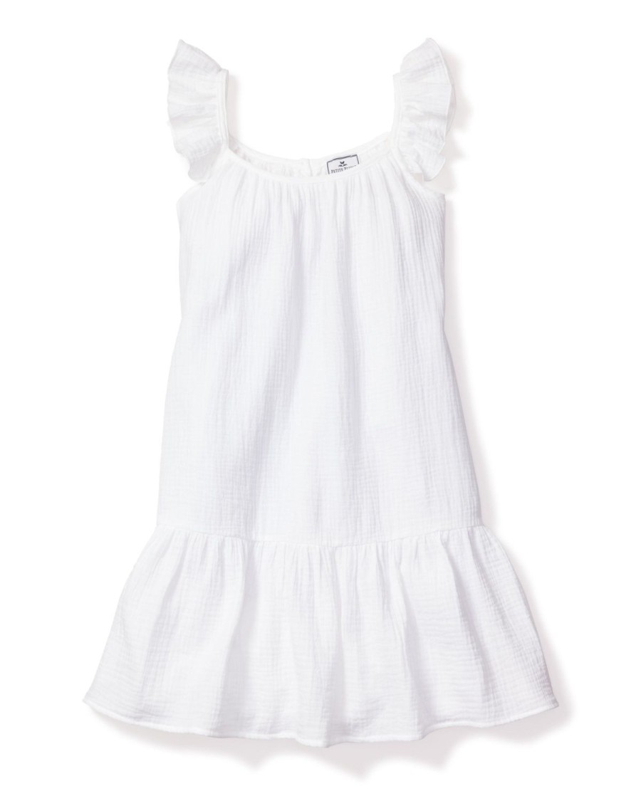 Enfants Petite Plume Vetements De Jour | Robe D'Ete Celeste En Gaze Pour Fille En Blanc