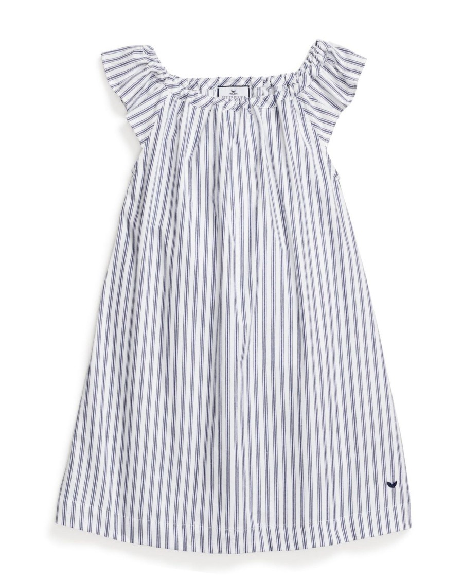 Enfants Petite Plume Chemises De Nuit | Chemise De Nuit Isabelle En Serge Pour Fille En Coutil Francais Bleu Marine