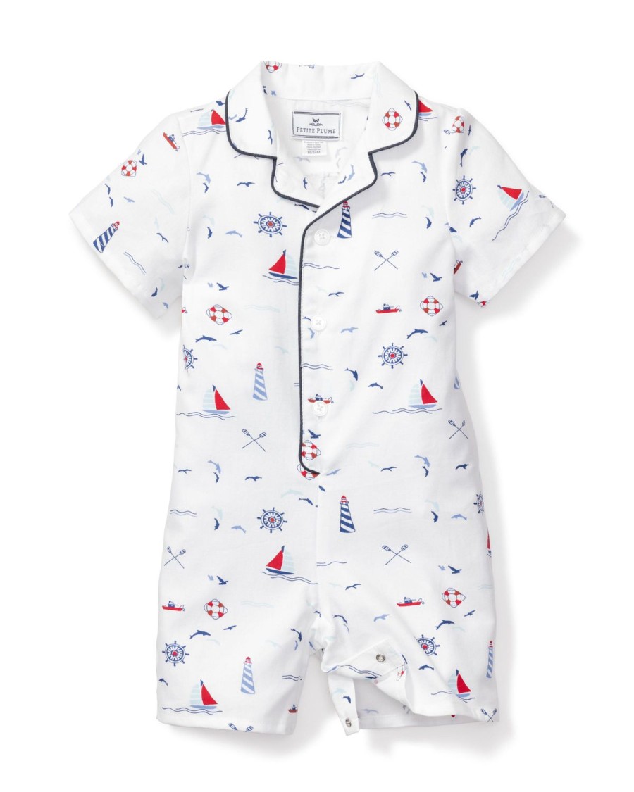 Enfants Petite Plume Barboteuse | Barboteuse D'Ete En Serge Pour Bebe En Sail Away