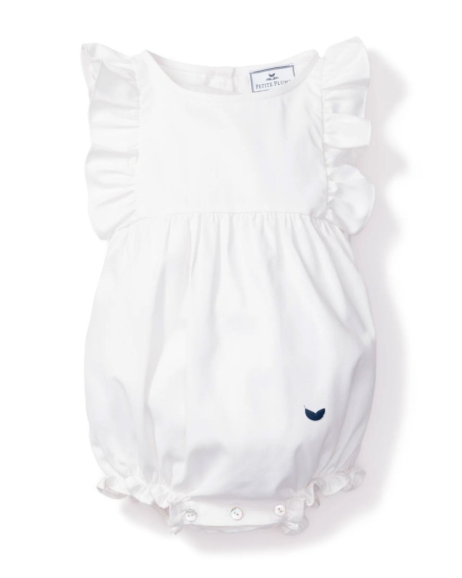 Enfants Petite Plume Barboteuse | Barboteuse A Volants En Serge Pour Bebe En Blanc