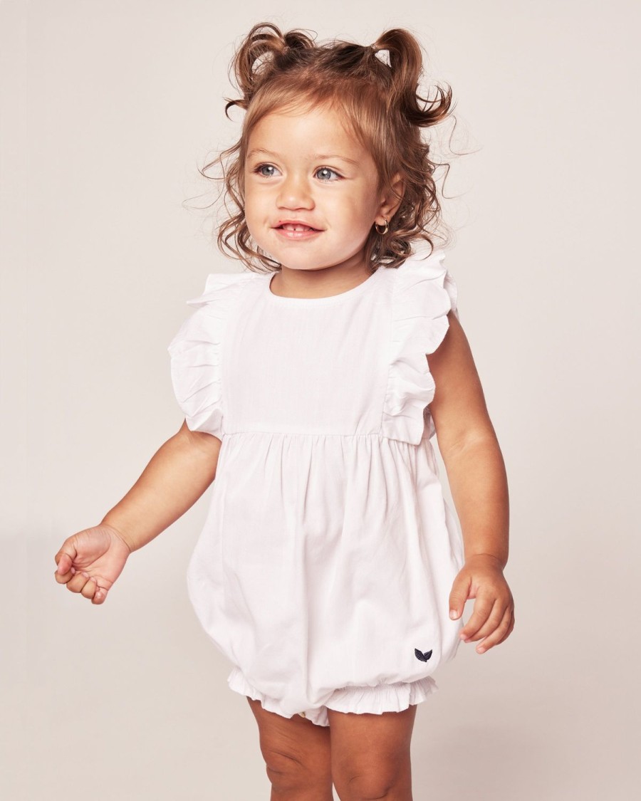 Enfants Petite Plume Barboteuse | Barboteuse A Volants En Serge Pour Bebe En Blanc