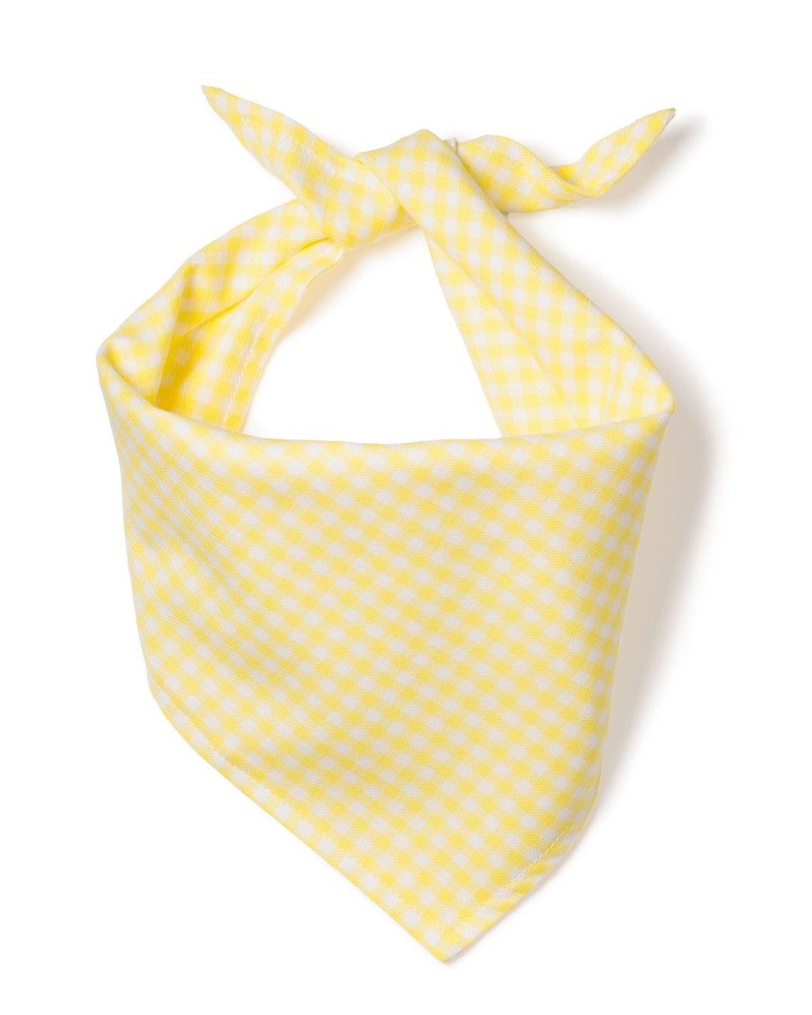 Maison Petite Plume | Bandana En Serge Pour Chien En Vichy Jaune