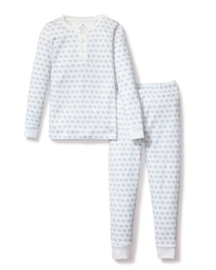 Enfants Petite Plume Pyjamas | Ensemble De Pyjama Pima Snug Fit Pour Enfant En Elephants Gris