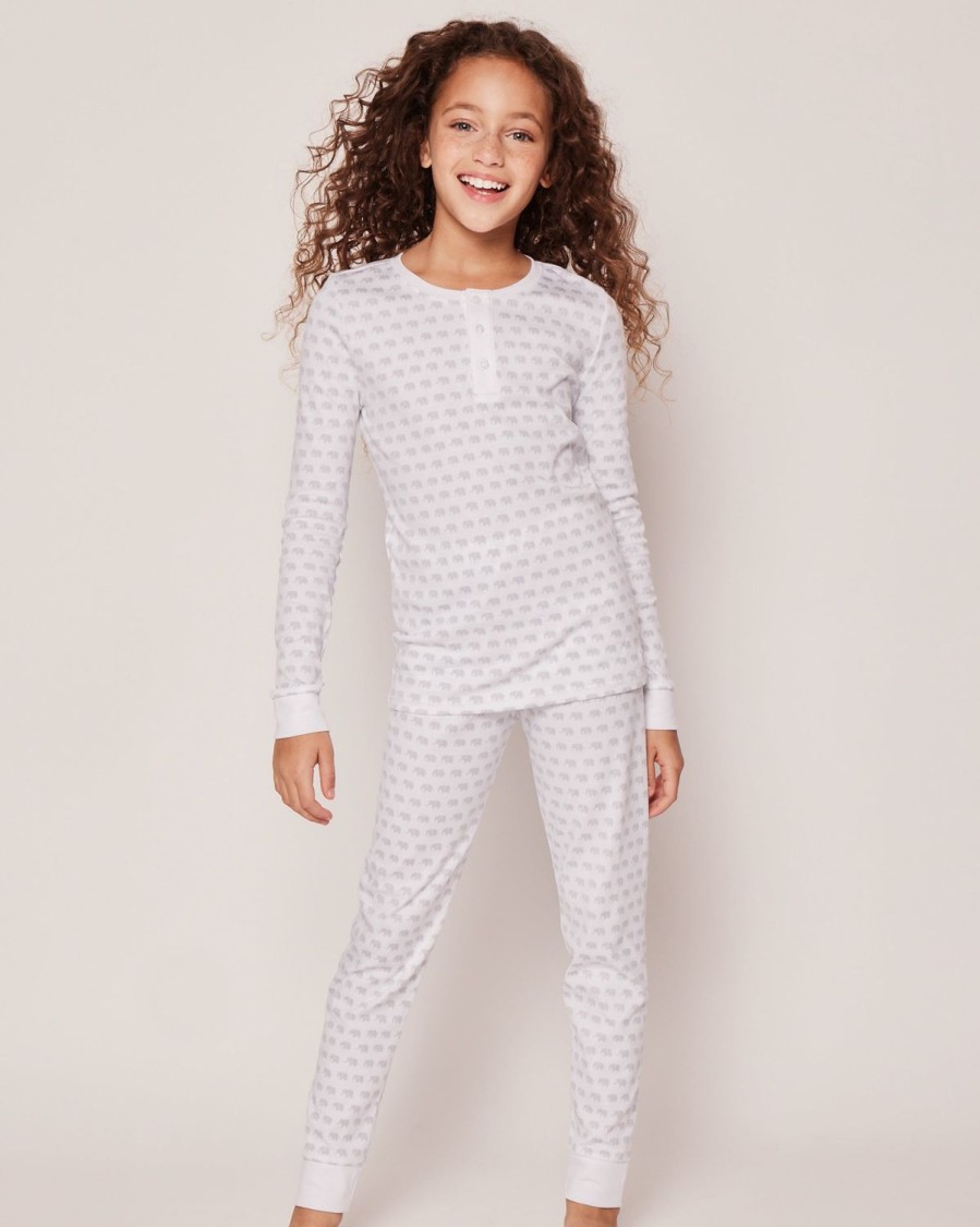 Enfants Petite Plume Pyjamas | Ensemble De Pyjama Pima Snug Fit Pour Enfant En Elephants Gris