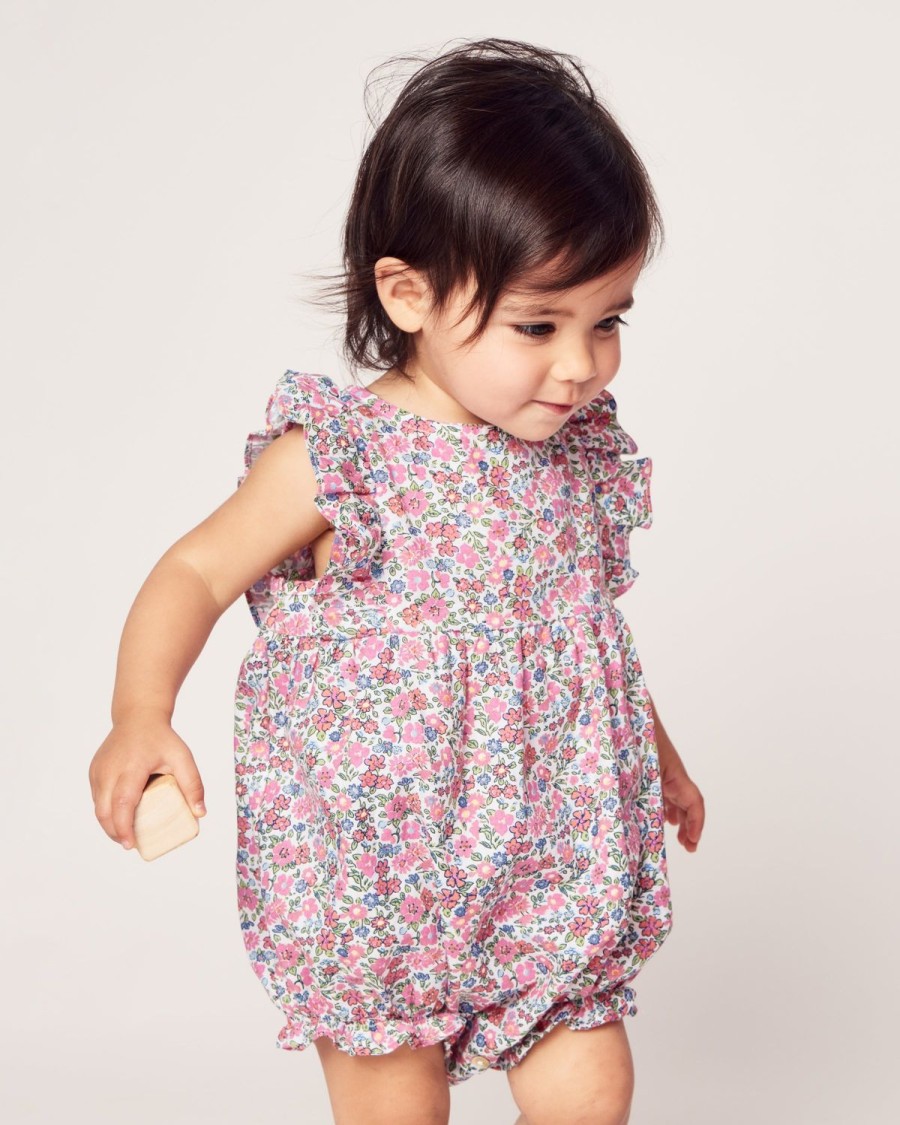 Enfants Petite Plume Barboteuse | Barboteuse A Volants En Serge Pour Bebe A Fleurs De Rose