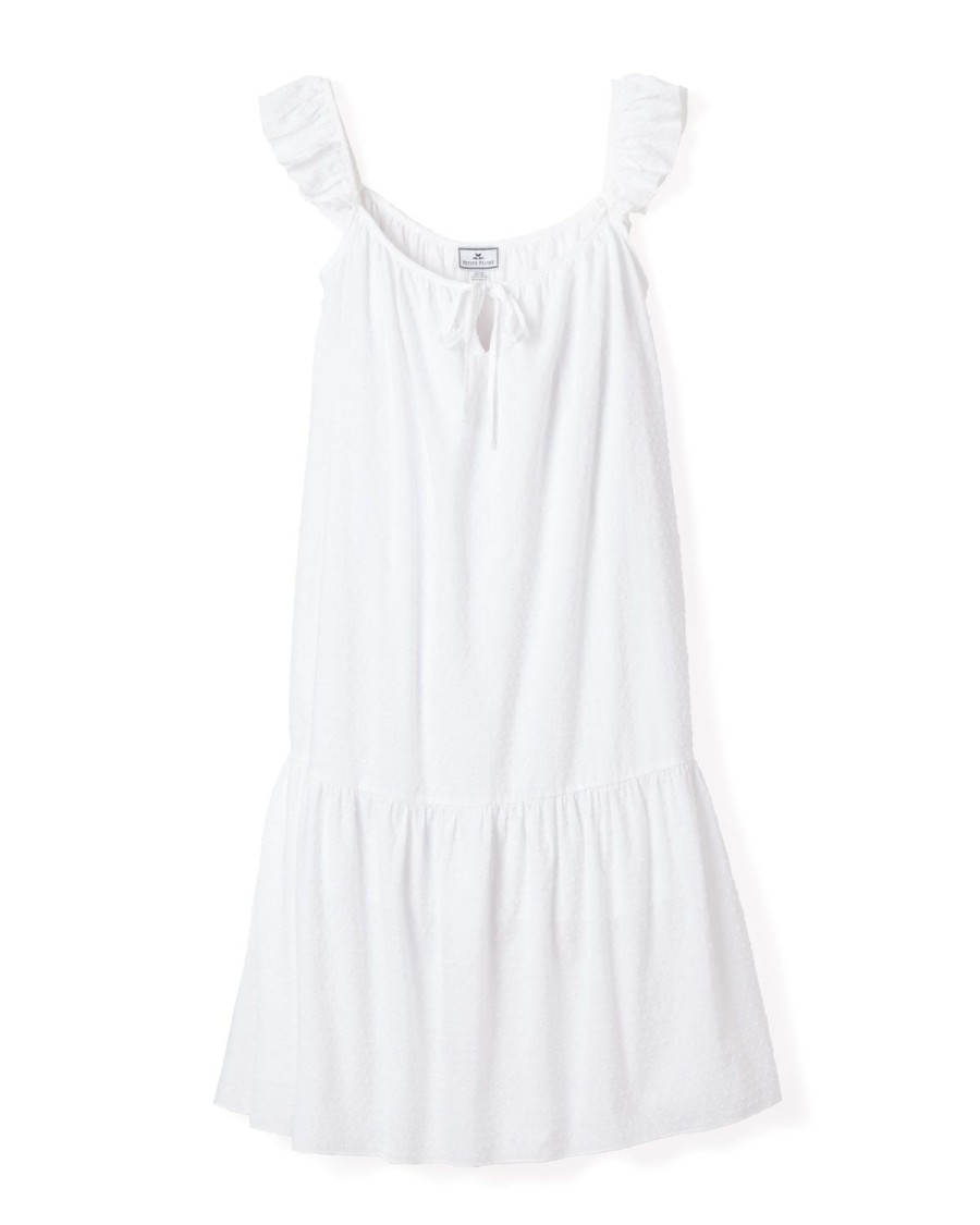 Femmes Petite Plume | Chemise De Nuit Celeste A Pois Suisses Pour Femmes En Blanc