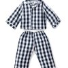 Enfants Petite Plume Pantoufles Et Accessoires | Pyjama De Poupee En Serge Pour Enfant En Vichy Bleu Marine