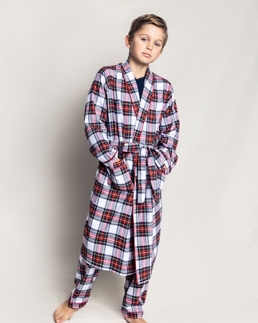 Enfants Petite Plume Peignoirs | Robe En Coton Brosse Pour Enfants En Tartan Balmoral