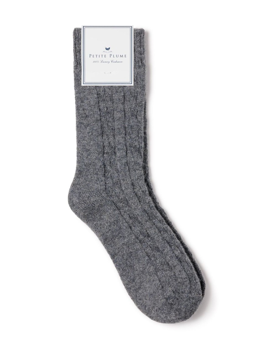 Hommes Petite Plume | Chaussettes En Cachemire Pour Hommes En Gris Fonce