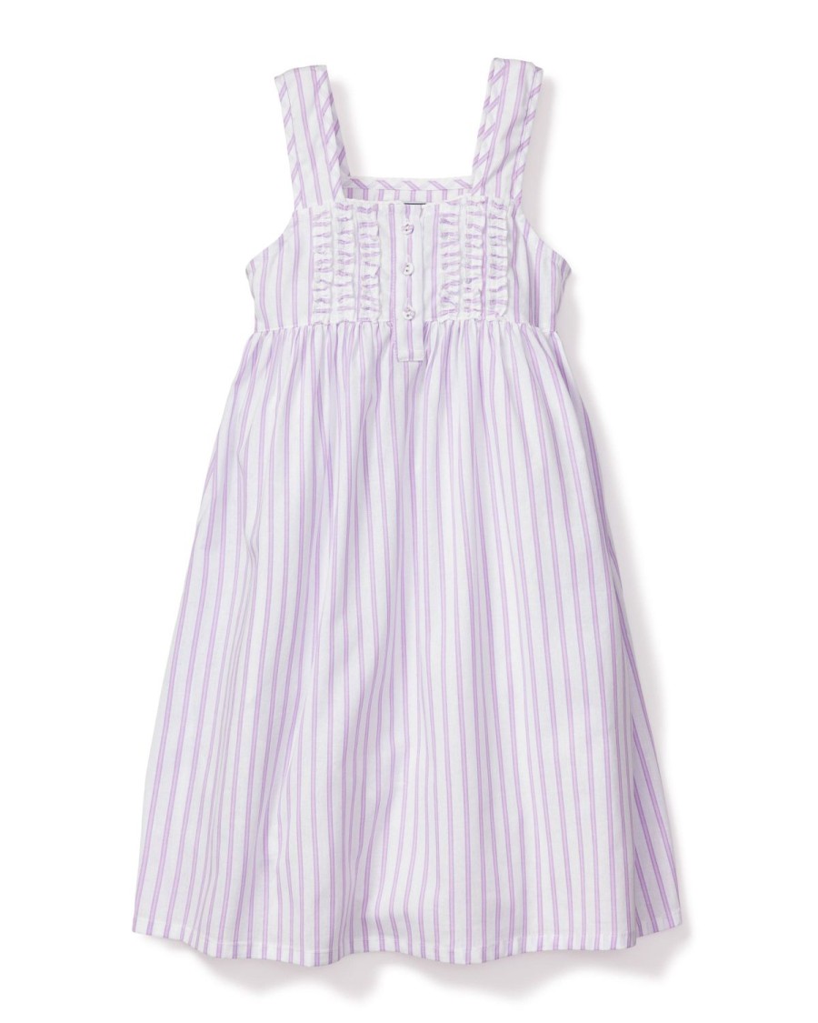 Enfants Petite Plume Chemises De Nuit | Chemise De Nuit Charlotte En Serge Pour Fille En Coutil Francais Lavande