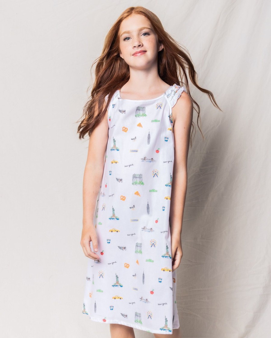 Enfants Petite Plume Chemises De Nuit | Chemise De Nuit Amelie En Serge Pour Fille A New York ! New York!