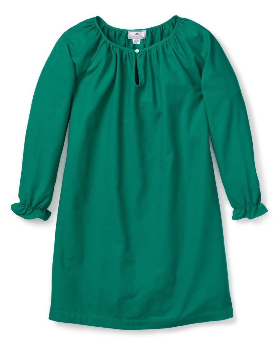 Enfants Petite Plume Chemises De Nuit | Chemise De Nuit Delphine En Flanelle Pour Fille En Vert