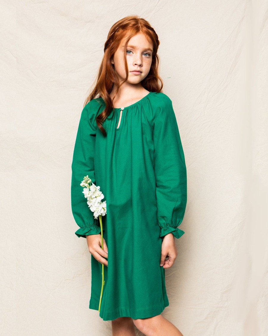 Enfants Petite Plume Chemises De Nuit | Chemise De Nuit Delphine En Flanelle Pour Fille En Vert