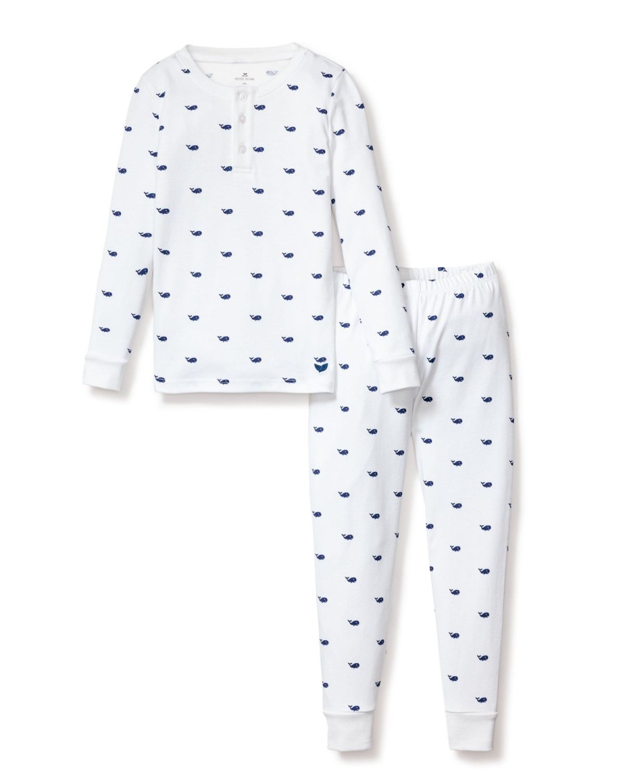 Enfants Petite Plume Pyjamas | Ensemble De Pyjama Ajuste Pima Pour Enfants En Baleines