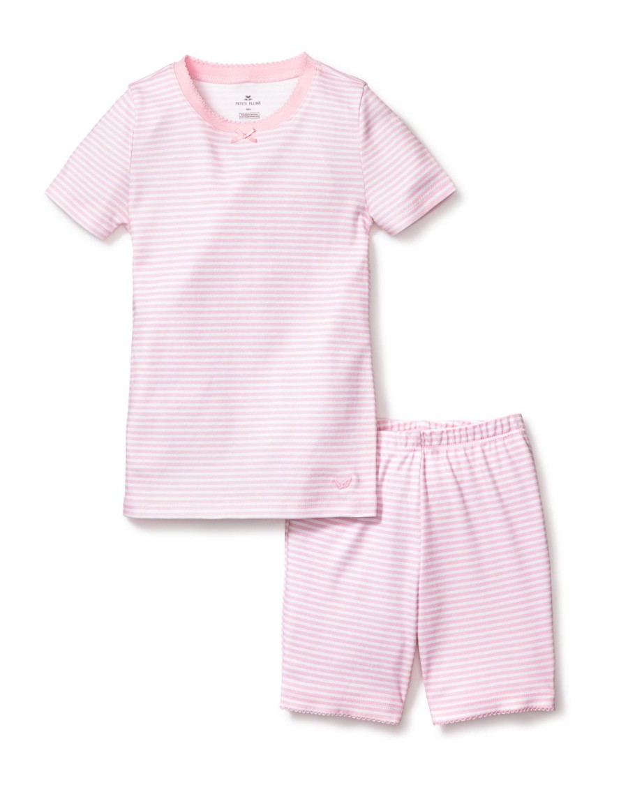 Enfants Petite Plume Pyjamas | Ensemble Pyjama Court Pima Snug Fit Pour Enfant A Rayures Roses