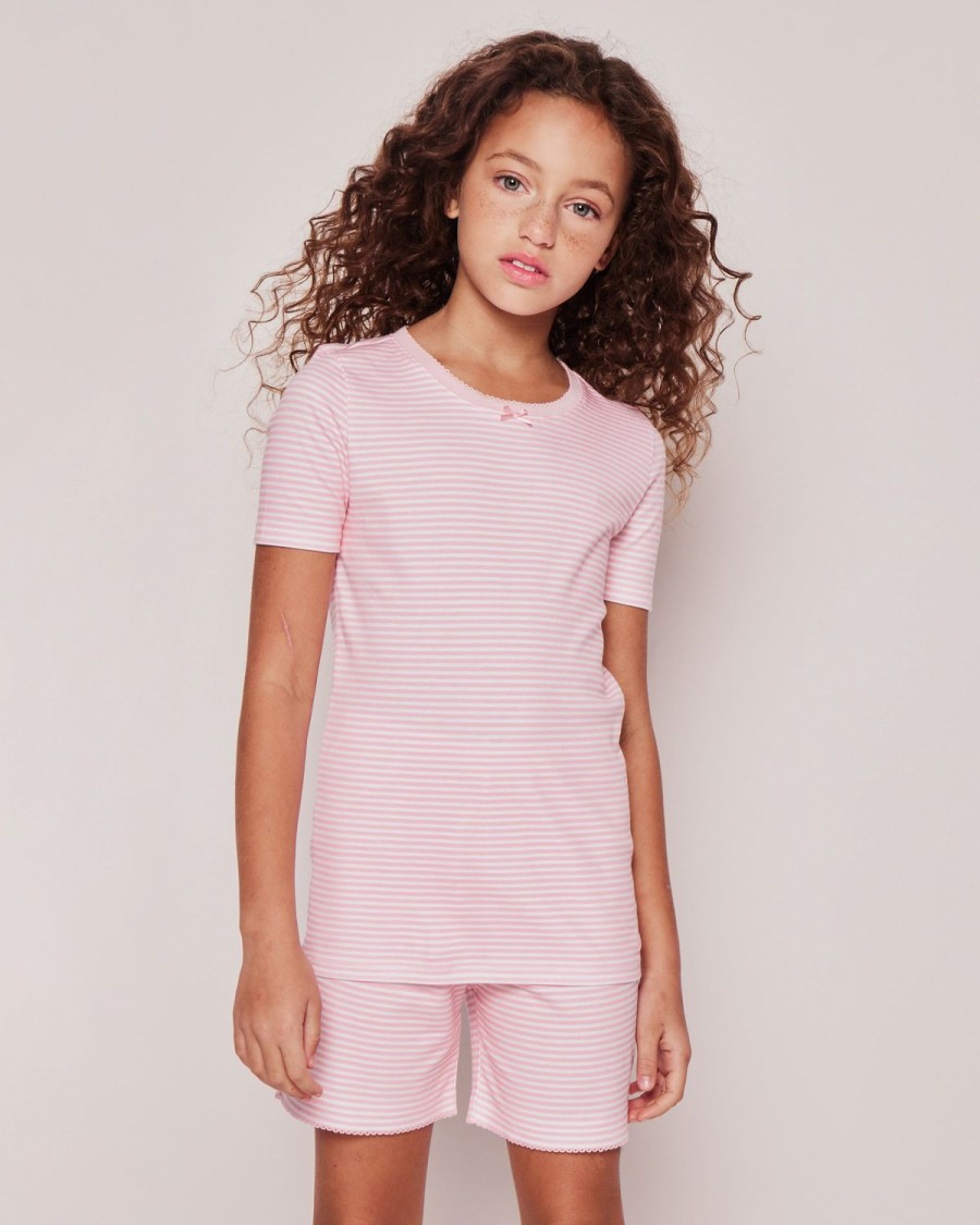 Enfants Petite Plume Pyjamas | Ensemble Pyjama Court Pima Snug Fit Pour Enfant A Rayures Roses