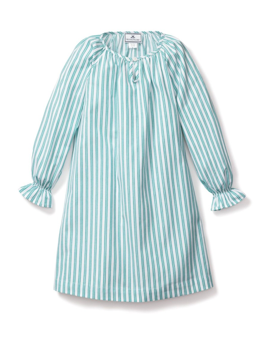 Enfants Petite Plume Chemises De Nuit | Chemise De Nuit Delphine En Serge Pour Fille En Coutil Emeraude