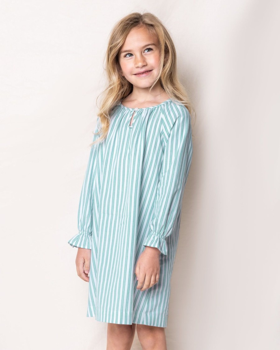 Enfants Petite Plume Chemises De Nuit | Chemise De Nuit Delphine En Serge Pour Fille En Coutil Emeraude