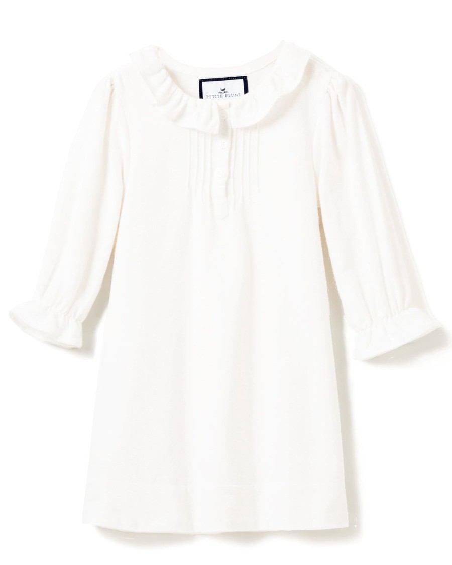 Enfants Petite Plume Chemises De Nuit | Chemise De Nuit Victoria En Flanelle Pour Fille En Blanc