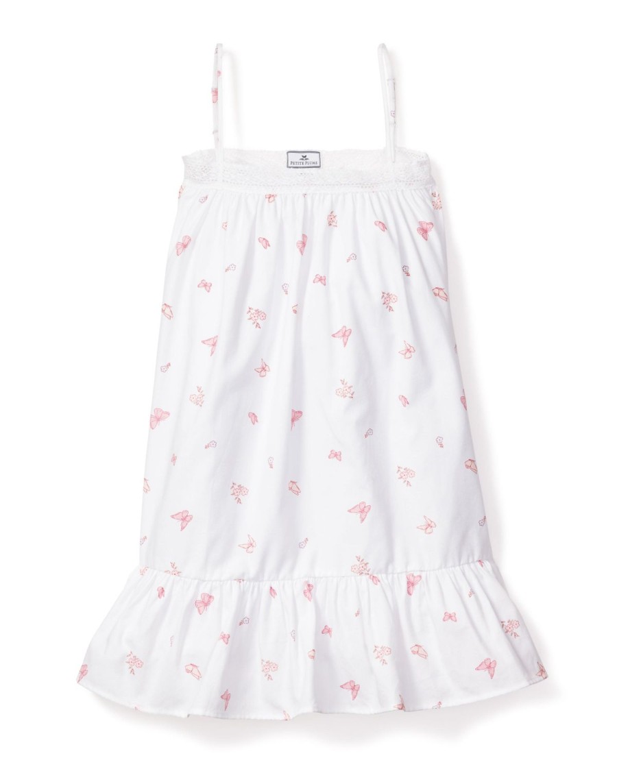 Enfants Petite Plume Chemises De Nuit | Chemise De Nuit Lily En Serge Pour Fille En Papillons