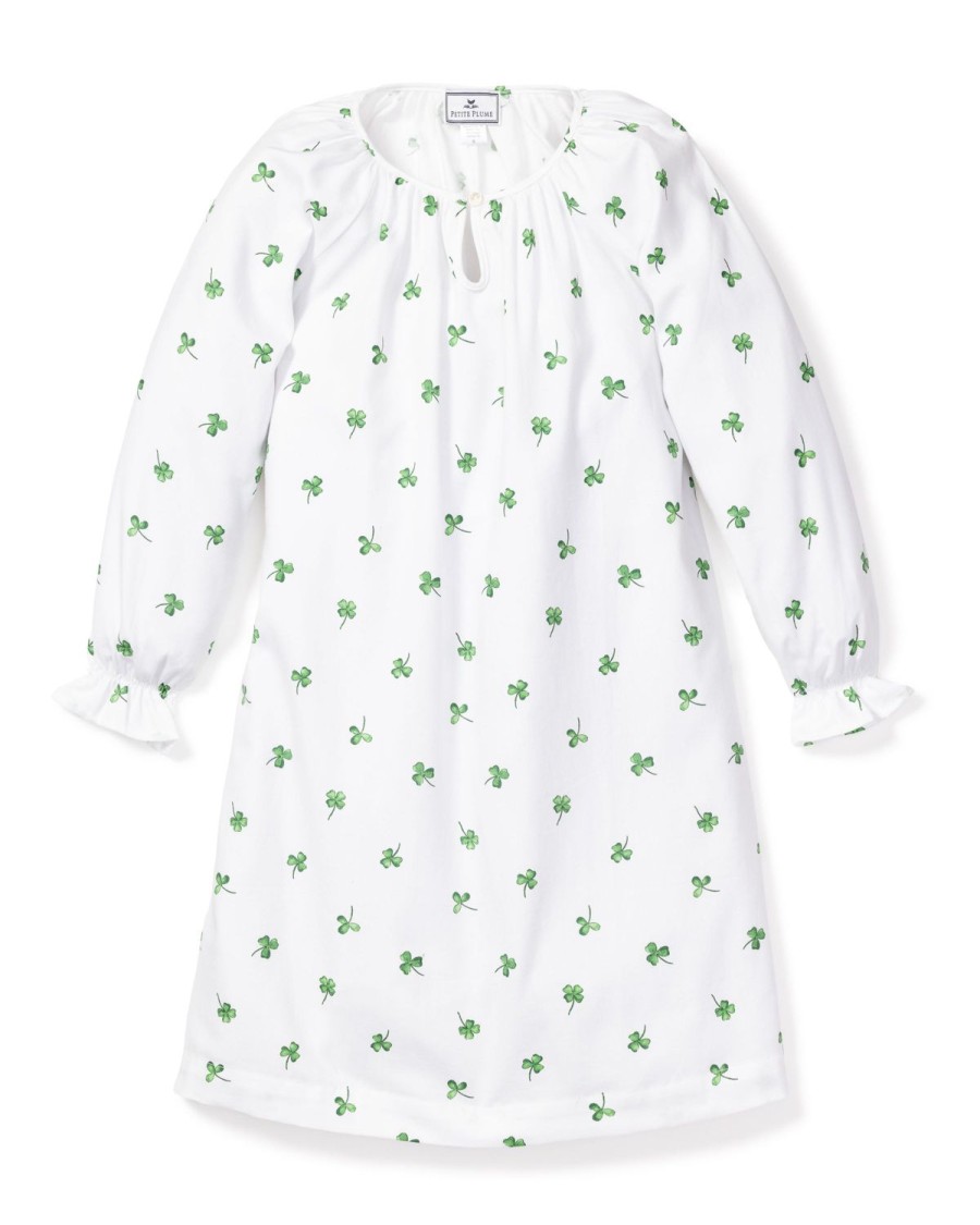 Enfants Petite Plume Chemises De Nuit | Chemise De Nuit Delphine En Serge Pour Fille En Trefles