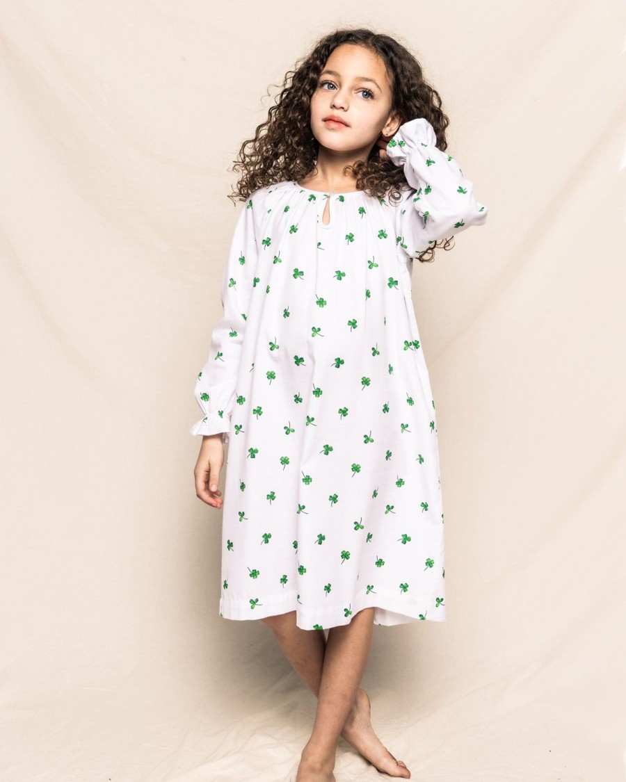 Enfants Petite Plume Chemises De Nuit | Chemise De Nuit Delphine En Serge Pour Fille En Trefles