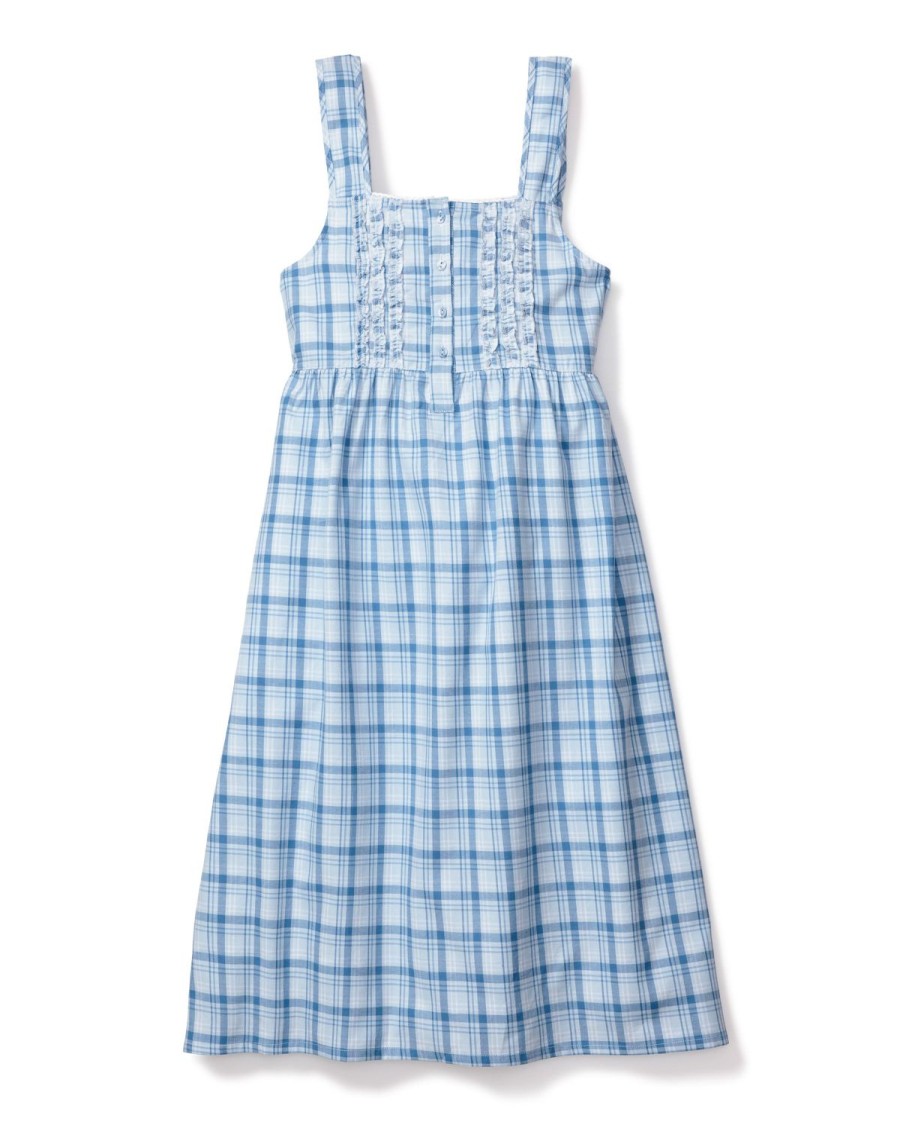 Femmes Petite Plume | Chemise De Nuit Charlotte En Serge Pour Femmes En Tartan Marin