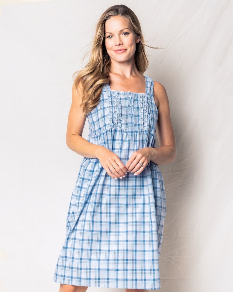 Femmes Petite Plume | Chemise De Nuit Charlotte En Serge Pour Femmes En Tartan Marin