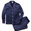 Hommes Petite Plume | Ensemble Pyjama En Soie Pour Hommes En Bleu Marine